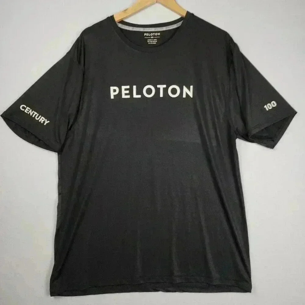 Peloton Century 100 Men's Shirt 2XL Black Short Sleeve Poly/Spandex Spin Workout